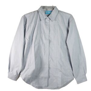 Ol' Paint Womens Size L Blue Button Down Long Sleeve Shirt Front Squares Pattern